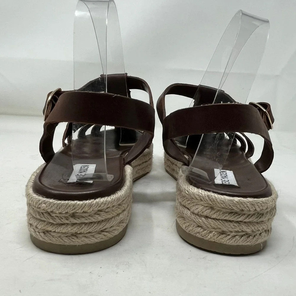 STEVE MADDEN Marlin Womens 10 Fisherman Sandals Brown Leather Espadrille